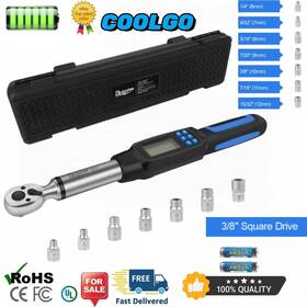 3-60n.m Coolgo 973692194286 Digital Torque Wrench Set 3/8 Inch 1/2 Ratchet Tools With 7 Sockets