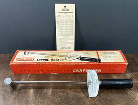 44643 Craftsman Vtg. Sears 1/2 Inch Beam Torque Wrench Original Box And Chart