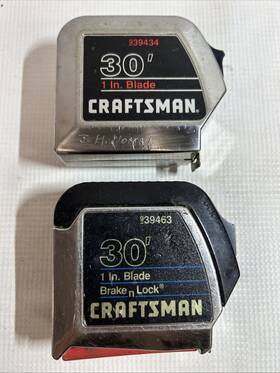 9-39463 Craftsman 9-39434 Vtg Lot Of 2 Heavy Duty Tape Measures 1 Inch X 30 Ft #9-39434 And #9-39463