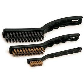 W1149 Jegs 3-piece Wire Brush Set Stainless Steel Brass Bristles With Plastic Handle