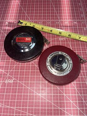 Lufkin Hc253 2 Piece Vintage Rule Usa Chrome Clad Steel 50ft Ft Tape Measure Lot