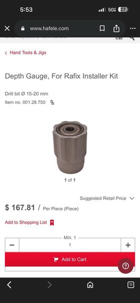 Performance Tool 001.28.750 Depth Gauge For Rafix Installer