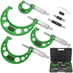 0.0001 Sandor Sr224 Premium Outside Micrometer Set 0-4 Inch / 0-1 /1-2 /2-3 /3-4 Green