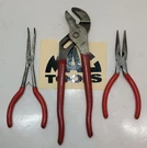 43- Mac Tools (3) Red Handle Grip Pliers P301714, P301820, M420G- Used. Fixed Price $42.70.