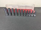 #BN348 Snap-on Tools New 11PC 3/8" Drive Sae 6 Point Deep Socket Set 211SFSY. Fixed Price $209.95.