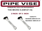 (pack Of 2) Pipe Vise SW127-14 Micro 5 Steel Self-adjusting Wrench 6" Version. Fixed Price $109.97.