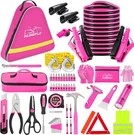 Pink Car Roadside Emergency Kit Auto Safety Tool Set Jumper Cables First Aid Gif. Fixed Price $59.99.