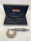 Vintage Starrett Micrometer No. T1230 Inch W/ Damaged Case. Fixed Price $37.00.