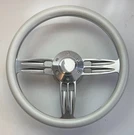 Silver Half Wrap 14" Billet Steering Wheel + Horn Button Adapter Gm Ford Mopar. Fixed Price $909.90.