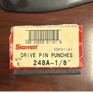 Starrett Steel Pin Punch Set 248A-1/8 In, Pc, Silver, Mpn 51181. Fixed Price $10.89.