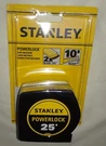 New Nip Stanley 25' (33-425) Powerlock Tape Measure, 2X Blade Life 10' Reach. Fixed Price $20.00.