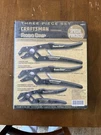Craftsman Robo Grip 3-PIECE Wrench Set V-notch, Straight, Curved Jaw With Box. Fixed Price $89.00.