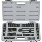 (1)-STANLEY 69-PIECE 1/4" & 3/8" Drive Black Chrome Sae/metric Socket Set 92-824. Fixed Price $109.99.