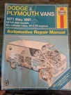 Haynes Repair Manual 30065 Dodge & Plymouth Vans 1971-1999 Mopar. Fixed Price $12.00.