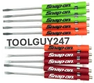 (10) Snap On Pocket Flat Tip Screwdrivers, Magnet End, Mixed New. Fixed Price $26.95.