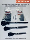 Craftsman Hand Tools 3PC 1/4 3/8 1/2 Full Polish Ratchet Socket Wrench Set. Fixed Price $49.95.