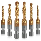 High-performance Drill Set 6-PK Hss Titanium Thread Tapping Bits Hex Shank. Fixed Price $13.99.