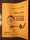 Sweeney Torsion Bar Type E, 7000 Torque Testers Operation & Parts Manual.. Fixed Price $23.09.